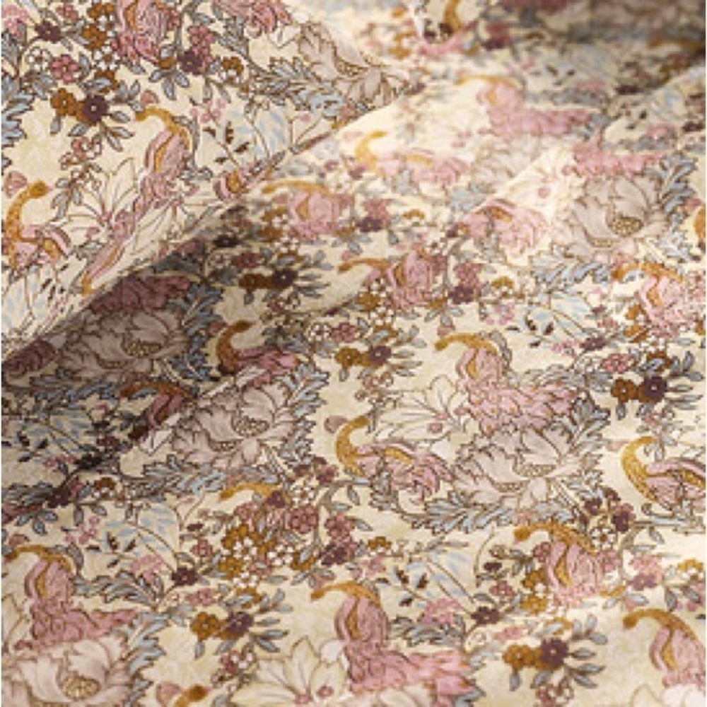Anthropologie 1 Sateen Printed Queen Flat Sheet New Floral bird Patterned Sheet - Picture 2 of 5